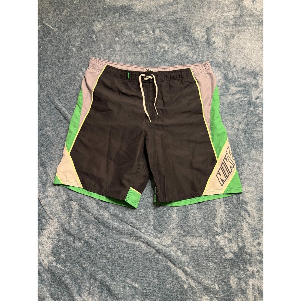 Nike Mens Swim Trunks Size XL Black Green Grey Colorblock Board Shorts 9" Inseam